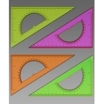 Треугольник с транспортиром 30*16см флю проз. 4цв арт.ТК01