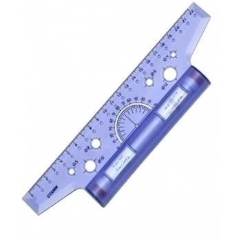 Линейка-рейсшина 22 см пластиковый ролик арт.ЛР10