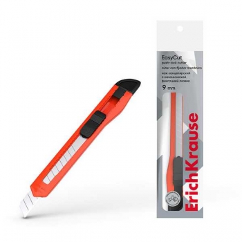Нож канцелярский ErichKrause STANDARD push-lock (09мм), в пакетике арт.19146