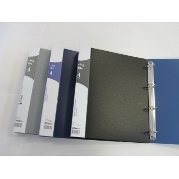 Папка А4 на 4 кольцах 35мм песок пластик. черная арт.101Q-4K