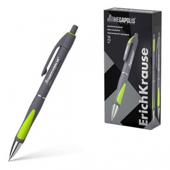 Карандаш автоматический 0.5мм ErichKrause MEGAPOLIS CONCEPT серый корпус, неон.резин. вставки, мет. наконеч. арт.20340