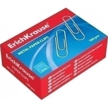 Скрепки ErichKrause металлические оцинкованные 33мм, 100шт, в карт. коробочке арт.7856
