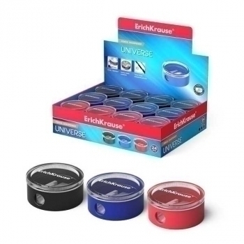 Точилка пластиковая ErichKrause на одно отверстие UNIVERSE, с контейнером арт.21828