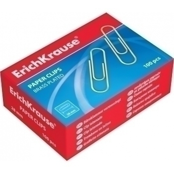 Скрепки ErichKrause омедненные (золотые) 28мм, 100шт, в карт коробочке арт.24867