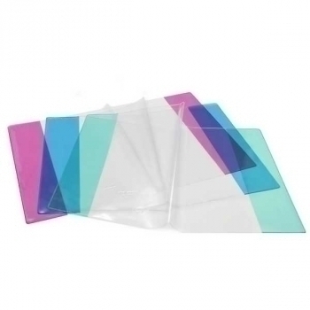Обложка для тетр. и дневников в мягк.переплете прозр. ПВХ (209*350) 110мкм  с цвет.клапанами арт.1048.2
