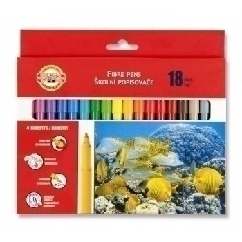 Фломастеры КОН-I-NOOR 18 цв. смываемые водой в карт.уп. арт.771002AH05KS