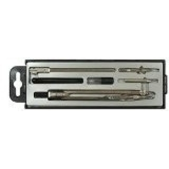 Готовальня (06 пр.) (циркуль,удл-ль, грифель, вставка игольная, вставка рейсф., ручка) в пласт.футляре арт.НЧ6-70-50