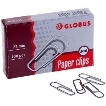 Скрепки канцелярские L22 мм, 100 шт. карт. уп. арт.С22-100