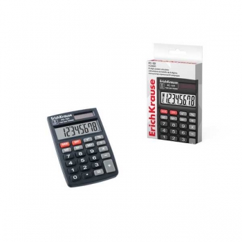 Калькулятор Erich Krause PC-101 Classic карманный, 8 разр., 58*88мм, PVC-обложка, черный арт.40101
