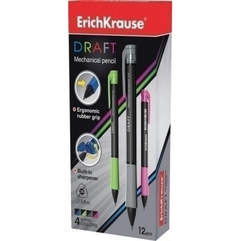 Карандаш автоматический (цанговый) 2,0 мм ErichKrause DRAFT с точилкой арт.28300