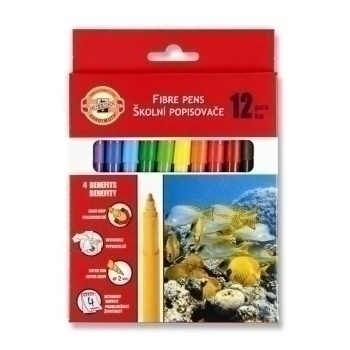 Фломастеры КОН-I-NOOR 12 цв. смываемые водой в карт.уп. арт.771002AB05KS