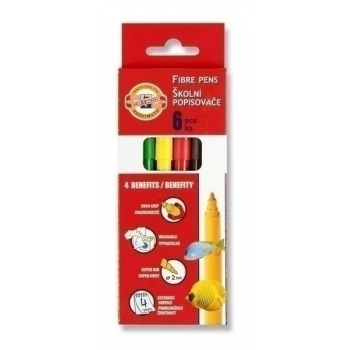 Фломастеры КОН-I-NOOR 06 цв. смываемые водой в карт.уп. арт.771002JF05KS