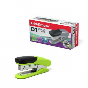 Степлер 10 (20л) ErichKrause D1 компактный, вмещает 50 скоб, с антистеплером, ассорти арт.36916