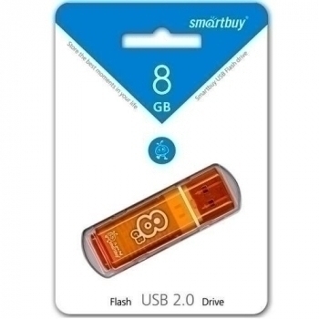 Карта памяти USB (флэш-накопитель)  8Gb Smartbuy Glossy series Orange USB 2.0 Flash Drive с колпачком арт.SB8GBGS-Or