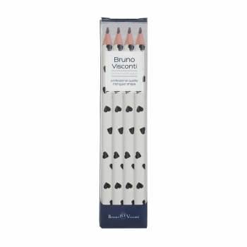 НАБОР ИЗ 4-Х КАРАНДАШЕЙ ЧЕРНОГРАФИТОВЫХ HappyGraphix Jumbo. Монохром. Сердечки 4В, 3.5 MM арт.21-0062/26-4