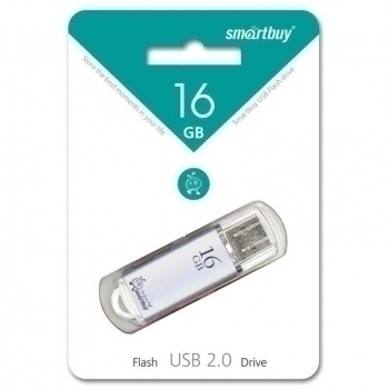 Карта памяти USB (флэш-накопитель) 16Gb Smartbuy V-Cut Silver USB 2.0 Flash с колпачком (металл. корпус) арт.SB16GBVC-S