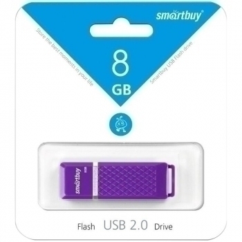 Карта памяти USB (флэш-накопитель)  8Gb Smartbuy Quartz series Violet USB 2.0 Flash Drive с колпачком арт.SB8GBQZ-V