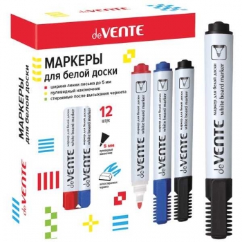 Маркер для белой доски deVENTE шир.5,0 мм, круглый корпус, пулевидный наконечник, ЧЕРНЫЙ арт.5040306