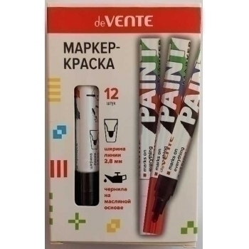 Маркер-краска deVENTE ЧЕРНЫЙ 2,8 мм, пулевидный наконечник,  круглый алюминиевый корпус, масляная основа арт.5043401