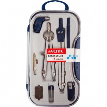 Готовальня deVENTE (08 предметов) (циркуль, отвертка, графит, удл-ль, карандаш, иголь. вставка,зап.винты) арт.5093306