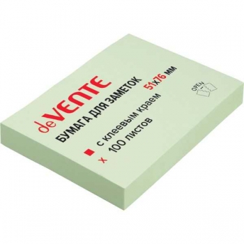 Клейкая бумага д/заметок deVENTE (51*76) 100л, зеленая арт.2010309