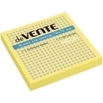 Клейкая бумага д/заметок deVENTE (76*76) 100л, неон желтая арт.2010329
