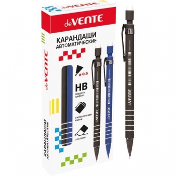 Карандаш автоматический 0,5мм deVENTE, НВ, с ластиком, Soft touch корпус, металлич. клип арт.5010302