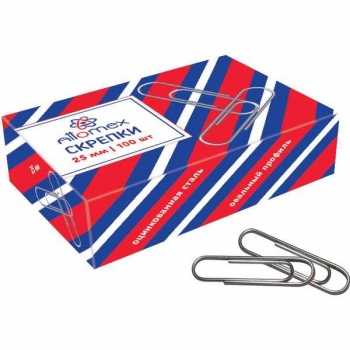 Скрепки Attomex стальные 25мм, в карт.коробочке 100шт арт.4135300