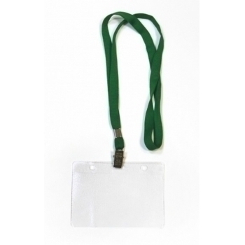 Бейдж ГК горизонтальный с клипсой на зеленой ленте (цена за уп. 10 шт) арт.1065 ГК