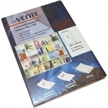 Наклейки 210*297  бел. 1/100 deVENTE А4 арт. 2060320