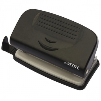 Дырокол (10 л) deVENTE Stripe пластик, с линейкой, в карт. кор., черный арт. 4020335