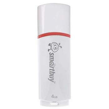 Карта памяти USB (флэш-накопитель)  4Gb Smartbuy Crown White USB 2.0 Flash Drive с колпачком арт.SB4GBCRW-W