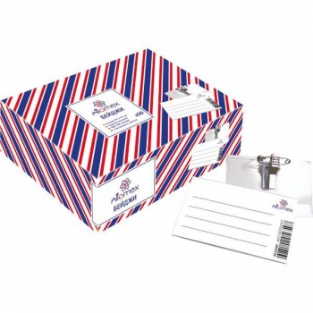 Бирка нагрудная Attomex Бейдж с клипом и булавкой 56x90мм арт.4010500