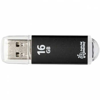 Карта памяти USB (флэш-накопитель) 16Gb Smartbuy V-Cut Black USB 2.0 Flash с колпачком (металл. корпус) арт.SB16GBVC-K