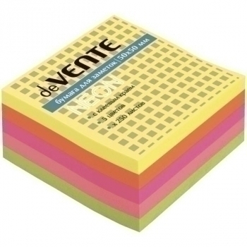 Клейкая бумага д/заметок deVENTE (51*51) 250л, 5 неоновых цветов арт.2010335