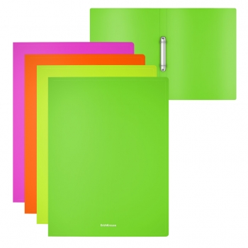 Папка А4 на 2 кольцах 24мм пластик. ErichKrause Matt Neon ассорти  арт.49973