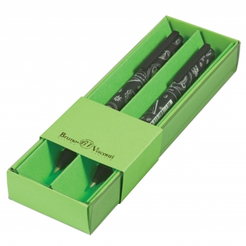 НАБОР ИЗ 2-Х РУЧЕК ArtClick.Caffe nero.Time ШАРИКОВАЯ 0.5 ММ, СИНЯЯ (салатовый футляр) арт.20-0281/2626