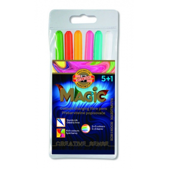 Фломастеры КОН-I-NOOR MAGIC 05+1 цв. перекрашивающиеся в пласт. уп. арт.771612JF01TE