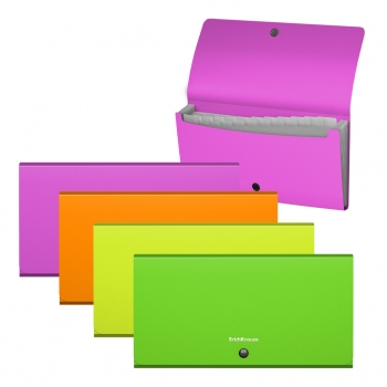 Портфель-картотека Check size ErichKrause Matt Neon, пластиковая, 12 отделениями, ассорти арт.50429