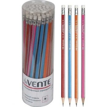 Карандаш deVENTE HB ч/гр. с ластиком, трехгранный, пастельные цвета арт.5032603