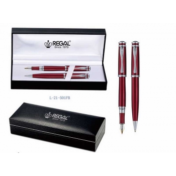 Ручка REGAL 21 набор (шариковая+перьевая) в футляре (серия Montgomery), красный корпус арт.L-21-501FB