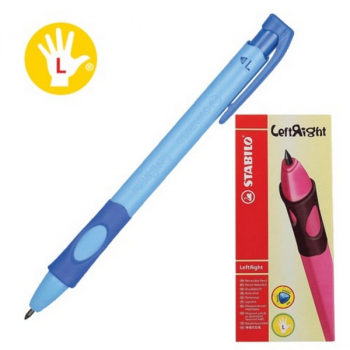Карандаш автомат. STABILO LeftRight для левшей 2,0мм, HB,голубой корп. с клипом,трехгран. рез. держатель арт.6613/1-10