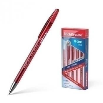 Ручка гелевая ErichKrause R-301 ORIGINAL Gel Stick, 0.5, красная арт.42722 Ручка гелевая ErichKrause R-301 ORIGINAL Gel Stick, 0.5, красная арт.42722