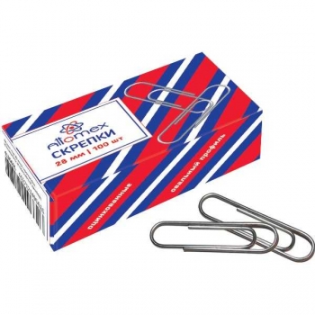 Скрепки Attomex оцинкованные 28мм, овальные, в карт.коробке 100шт арт.4135601