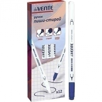 Ручка капиллярная двусторонняя deVENTE Пиши-стирай 3мм/0.5мм  белый корпус, синяя арт. 5060700