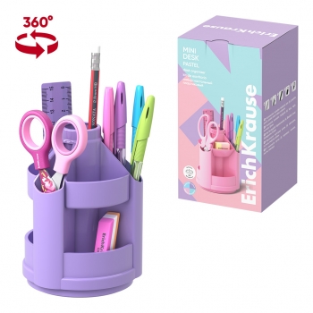 Набор настольный вращающийся пластиковый ErichKrause® Mini Desk, Pastel, фиолетовый арт.53232