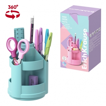 Набор настольный вращающийся пластиковый ErichKrause® Mini Desk, Pastel Mint, мятный арт.53690