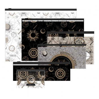 Набор из 6 zip-пакетов пластиковых ErichKrause® Magic Sky, ассорти (A4, B5, C6, Travel, 230x70mm, Card Size) арт.54059