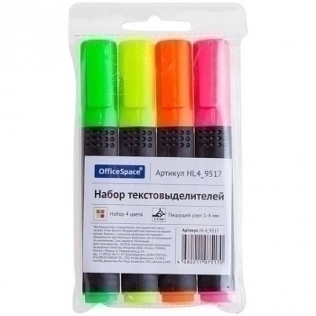 Маркеры-выделители OfficeSpace (1-4мм) набор 4шт. арт.HL4_9517