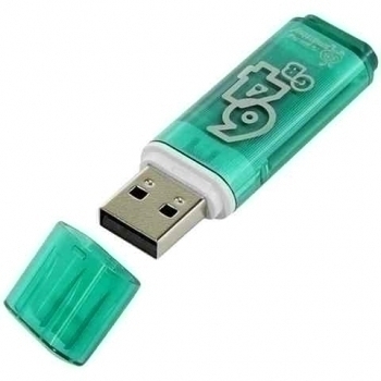 Карта памяти USB (флэш-накопитель) 64Gb Smartbuy Glossy series Green USB 2.0 Flash Drive с колпачком арт.SB64GBGS-G